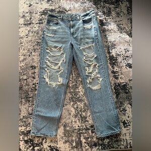 American Eagle Outfitters Distressed Light Blue Mom Jeans